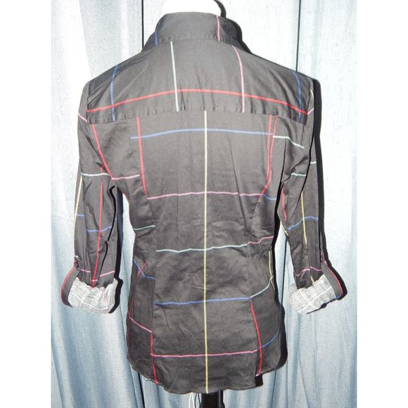 Women's Small New York & Company Black Plaid Button Down Shirt - New with Tags - Picture 3 of 4